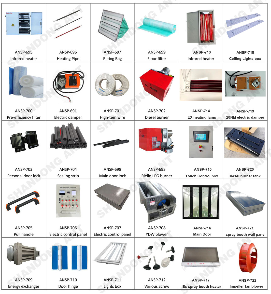 spray booth parts accessories for paint room